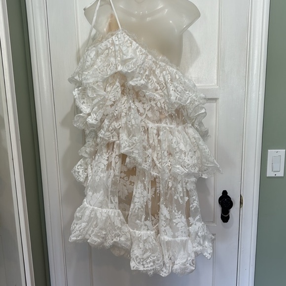 Rare Zimmermann Dawning Ruffle & Lace Tiered Asymmetrical Mini Dress Size AU0 - Picture 8 of 16